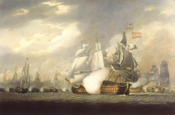 La Victoire rattrapant l’espagnol Salvador del Mundo à la bataille du Cap St Vincent 1797 Batailles navales Peinture à l'huile